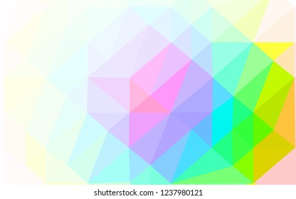 Light Multicolor, Rainbow vector abstract mosaic backdrop. A sample with polygonal shapes. New texture for your design.