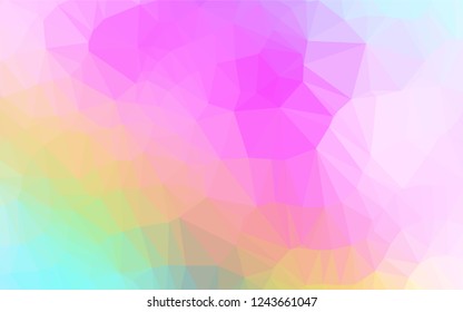 Light Multicolor, Rainbow vector abstract mosaic background. Glitter abstract illustration with an elegant design. The best triangular design for your business.