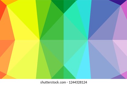 Light Multicolor, Rainbow vector abstract mosaic background. Geometric illustration in Origami style with gradient.  Triangular pattern for your business design.