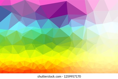 Light Multicolor, Rainbow vector abstract mosaic backdrop. Geometric illustration in Origami style with gradient.  The best triangular design for your business.