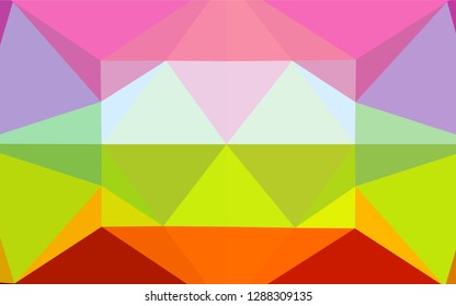 Light Multicolor, Rainbow vector abstract polygonal texture. Triangular geometric sample with gradient.  Brand new design for your business.