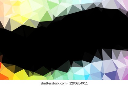 Light Multicolor, Rainbow vector abstract mosaic background. A sample with polygonal shapes. Polygonal design for your web site.