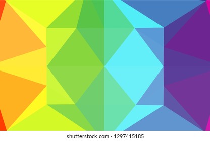 Light Multicolor, Rainbow vector abstract mosaic backdrop. Geometric illustration in Origami style with gradient.  The textured pattern can be used for background.