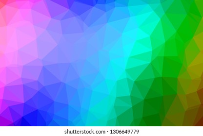 Light Multicolor, Rainbow vector abstract polygonal layout. Creative illustration in halftone style with gradient. Template for your brand book.