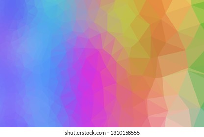 Light Multicolor, Rainbow vector abstract mosaic backdrop. Shining illustration, which consist of triangles. Triangular pattern for your business design.