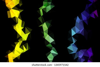 Light Multicolor, Rainbow vector abstract mosaic background. A sample with polygonal shapes. The best triangular design for your business.