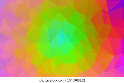 Light Multicolor, Rainbow vector abstract mosaic pattern. Triangular geometric sample with gradient.  Polygonal design for your web site.