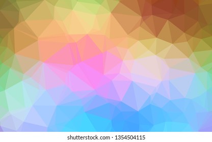 Light Multicolor, Rainbow vector abstract mosaic background. Modern geometrical abstract illustration with gradient. The best triangular design for your business.