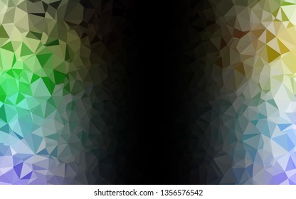 Light Multicolor, Rainbow vector abstract polygonal texture. Shining illustration, which consist of triangles. Template for your brand book.