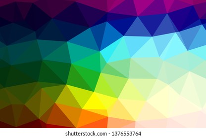 Light Multicolor, Rainbow vector abstract polygonal cover. Triangular geometric sample with gradient.  Textured pattern for background.