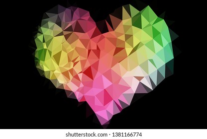 Light Multicolor, Rainbow vector abstract polygonal texture. Glitter abstract illustration with an elegant design. Triangular pattern for your business design.