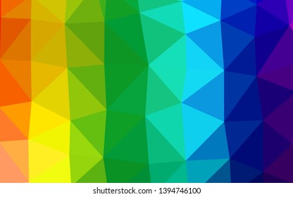 Light Multicolor, Rainbow vector abstract polygonal texture. Creative illustration in halftone style with gradient. Completely new design for your business.