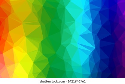 Light Multicolor, Rainbow vector abstract mosaic background. Triangular geometric sample with gradient.  Template for your brand book.