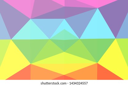 Light Multicolor, Rainbow vector abstract mosaic pattern. Geometric illustration in Origami style with gradient. Template for your brand book.