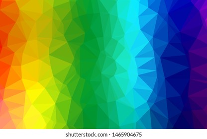 Light Multicolor, Rainbow vector abstract mosaic backdrop. Triangular geometric sample with gradient.  Brand new design for your business.