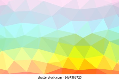Light Multicolor, Rainbow vector abstract mosaic backdrop. An elegant bright illustration with gradient. Triangular pattern for your business design.