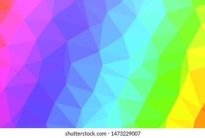 Light Multicolor, Rainbow vector abstract polygonal cover. Triangular geometric sample with gradient.  Completely new design for your business.