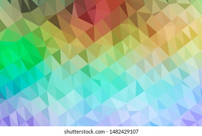 Light Multicolor, Rainbow vector abstract mosaic background. Colorful abstract illustration with gradient. Triangular pattern for your business design.