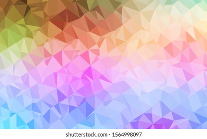 Light Multicolor, Rainbow vector abstract polygonal texture. Shining colored illustration in a Brand new style. Triangular pattern for your business design.
