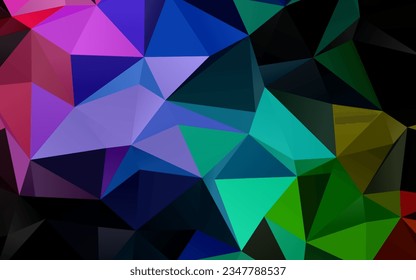 Light Multicolor, Rainbow vector abstract polygonal layout. Triangular geometric sample with gradient.  Completely new design for your business.