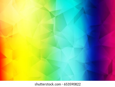 Light Multicolor, Rainbow vector abstract polygonal template. Shining illustration, which consist of triangles. The elegant pattern can be used as part of a brand book.