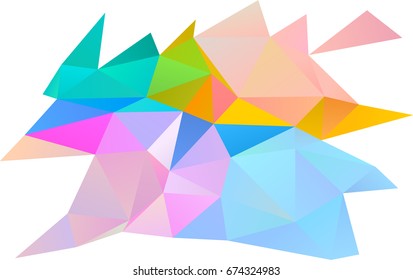 Light Multicolor, Rainbow vector abstract polygonal template. Triangular geometric sample with gradient.  The elegant pattern can be used as part of a brand book.