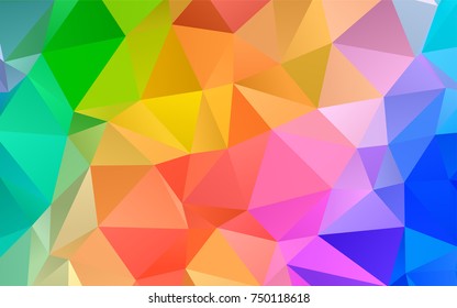 Light Multicolor, Rainbow vector abstract polygonal background. Shining colored illustration in a brand-new style. The best triangular design for your business.