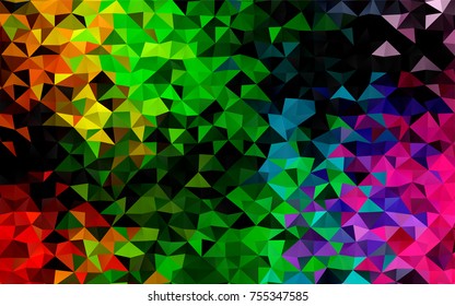Light Multicolor, Rainbow vector abstract mosaic background. Shining illustration, which consist of triangles. Triangular pattern for your business design.