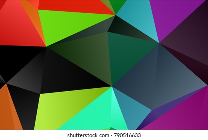 Light Multicolor, Rainbow vector abstract polygonal pattern. Glitter abstract illustration with an elegant design. Triangular pattern for your business design.