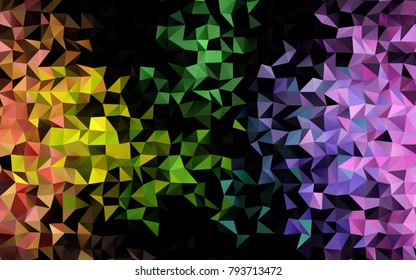 Light Multicolor, Rainbow vector abstract mosaic template. A sample with polygonal shapes. Brand-new design for your business.