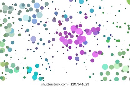 Light Multicolor, Rainbow vector backdrop with dots, spots. Illustration with set of shining colorful abstract circles. Pattern of water, rain drops.