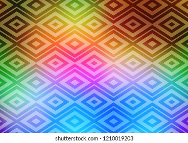 Light Multicolor, Rainbow vector backdrop with lines, cubes. Colorful illustration with lines, cubes on abstract template. Best design for your ad, poster, banner.