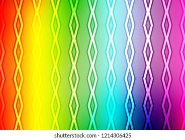 Light Multicolor, Rainbow vector backdrop with lines, cubes. Glitter abstract illustration with colorful lines, rhombuses. Best design for your ad, poster, banner.