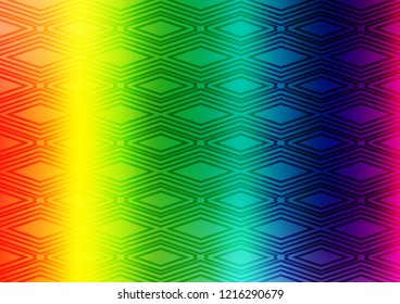 Light Multicolor, Rainbow vector backdrop with lines, cubes. Colorful illustration with lines, cubes on abstract template. Pattern for ads, posters, banners.