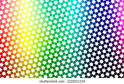 Light Multicolor, Rainbow vector backdrop with dots. Glitter abstract illustration with blurred drops of rain. Design for business adverts.