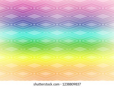 Light Multicolor, Rainbow vector backdrop with lines, cubes. Colorful decorative design in simple style with lines, rhombuses. Backdrop for TV commercials.