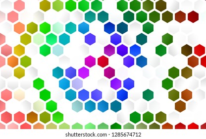 Light Multicolor, Rainbow vector backdrop with hexagons. Illustration of colored hexagons on white surface. Pattern can for your ad, booklets.