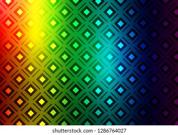 Light Multicolor, Rainbow vector backdrop with lines, cubes. Shining colorful illustration with lines, rectangles. Pattern for business booklets, leaflets.