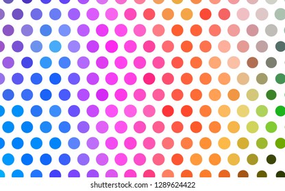 Light Multicolor, Rainbow vector backdrop with dots. Glitter abstract illustration with blurred drops of rain. Template for your brand book.