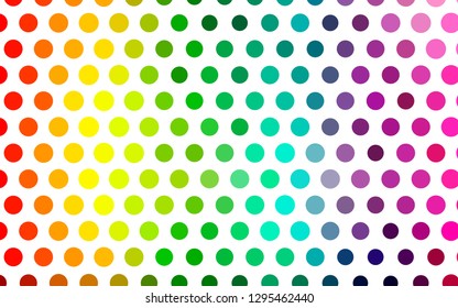 Light Multicolor, Rainbow vector backdrop with dots. Blurred decorative design in abstract style with bubbles. Pattern of water, rain drops.