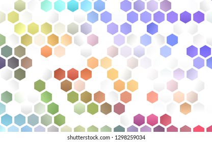 Light Multicolor, Rainbow vector backdrop with hexagons. Colorful hexagons on white backdrop. Pattern can for your ad, booklets.