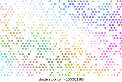 Light Multicolor, Rainbow vector backdrop with hexagons. Glitter abstract illustration in hexagonal style. Pattern for texture of wallpapers.