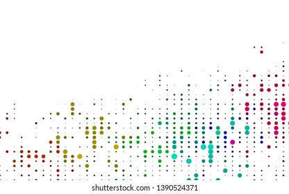 Light Multicolor, Rainbow vector backdrop with dots. Abstract illustration with colored bubbles in nature style. Pattern of water, rain drops.