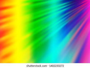 Light Multicolor, Rainbow vector backdrop with long lines. Lines on blurred abstract background with gradient. Pattern for ads, posters, banners.