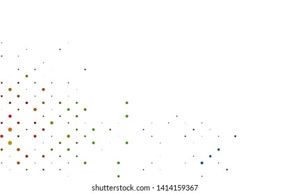 Light Multicolor, Rainbow vector backdrop with dots. Glitter abstract illustration with blurred drops of rain. Pattern for ads, leaflets.