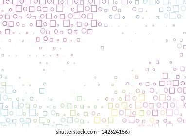 Light Multicolor, Rainbow vector backdrop with dots, spots, cubes. Abstract illustration with colorful circles, rectangles. Pattern of water, rain drops.