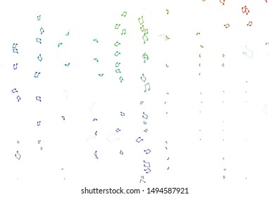 Light Multicolor, Rainbow vector backdrop with music notes. Shining illustration of colorful gradient music notes. Modern design for wallpapers.