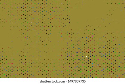 Light Multicolor, Rainbow vector backdrop with dots. Abstract illustration with colored bubbles in nature style. Pattern of water, rain drops.
