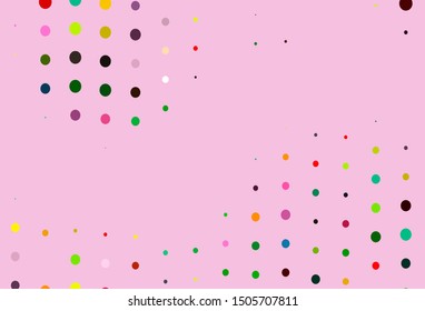 Light Multicolor, Rainbow vector backdrop with dots. Blurred decorative design in abstract style with bubbles. Template for your brand book.
