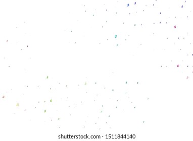 Light Multicolor, Rainbow vector backdrop with music notes. Modern abstract illustration with melody keys. Modern design for wallpapers.